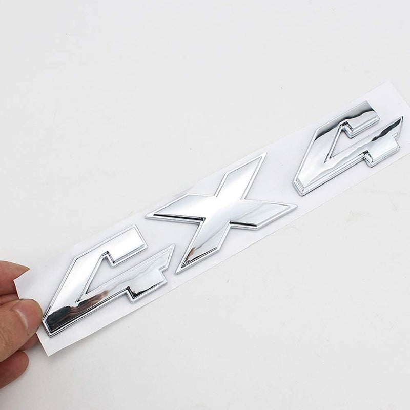 HUAPX 8.8 Inch 4x4 Emblem,1Pack Silver Badge Chrome Decal Tailgate Sticker Replacement for Dodge Ram 1500 2500 3500,Jeep Grand Cherokee Compass Wrangler All user group compatible - Image 2