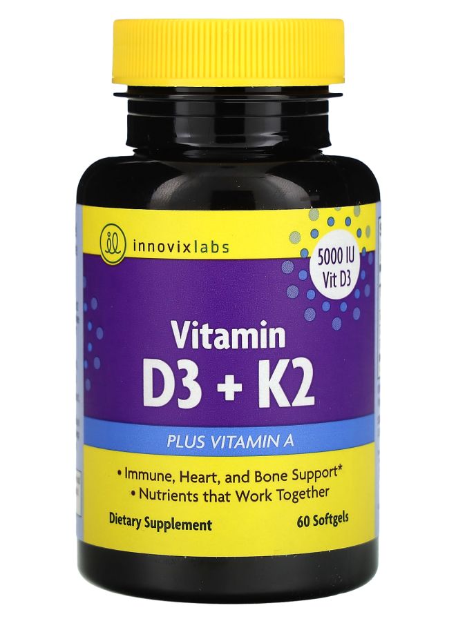 InnovixLabs Vitamin D3 + K2 60 Softgels