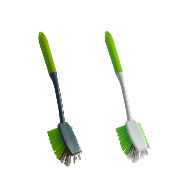 KWEL Kitchen Cleaning Brush, Pack of 2 (Multicolor) - Multipurpose Sink & Basin Brush with Medium Scrubber Bristles, Comfortable Grip Handle, Plastic Material, Multi C Color - Image 5