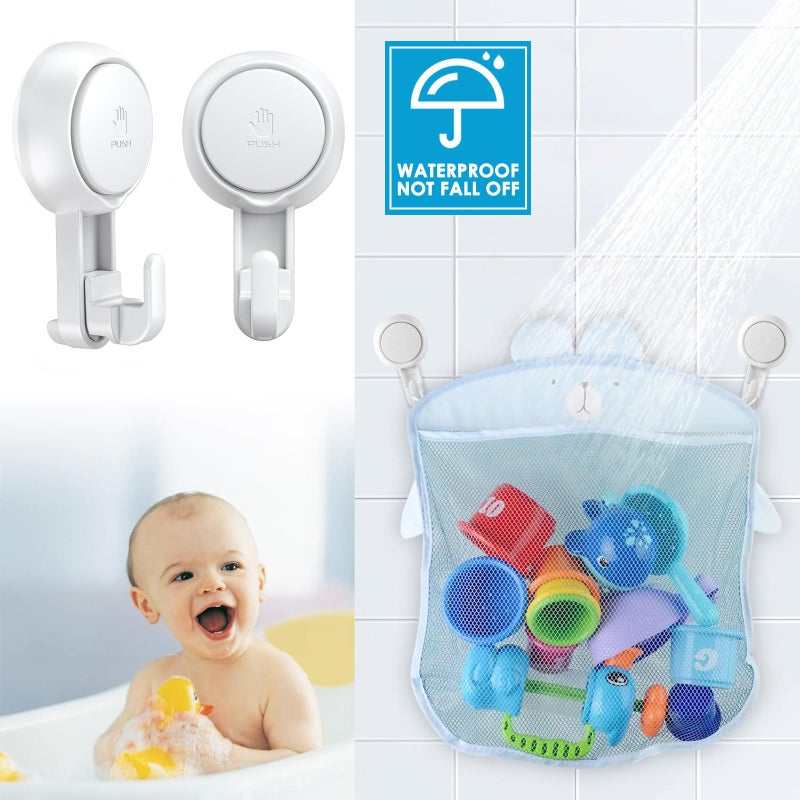 LUXEAR Powerful Vacuum Suction Cup Hooks - Heavy Duty for Shower, Waterproof Suction Hanger for Bathroom Kitchen Towel, Robe, Loofah Removable and Reusable for Bags Coat (2 Pack) - Image 4