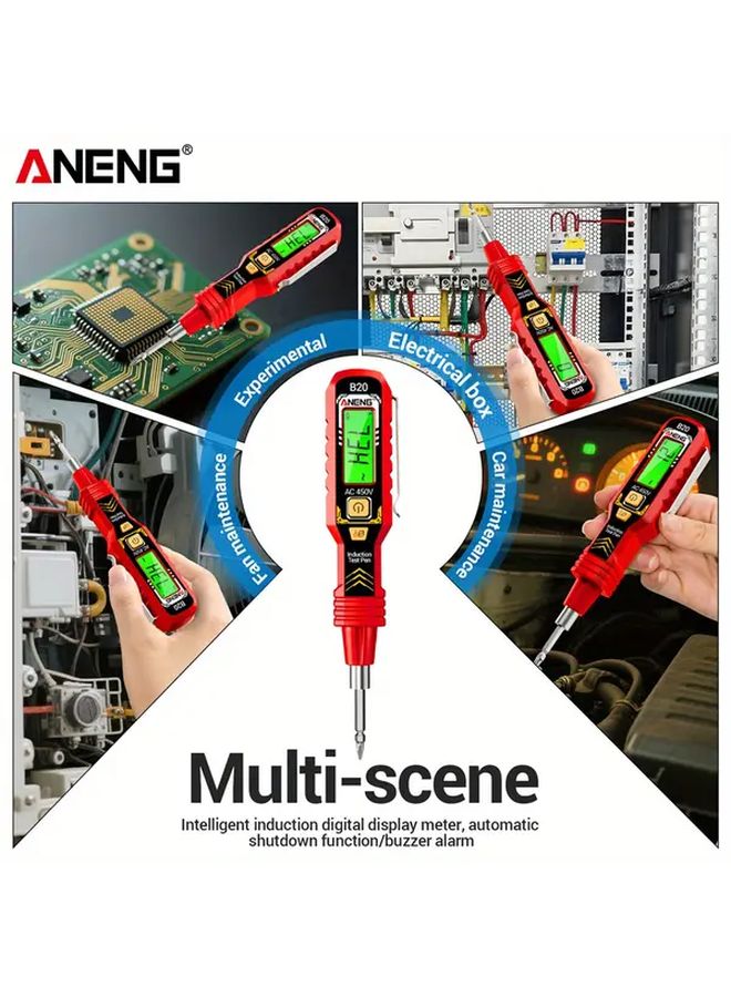 ANENG B20 قلم اختبار مفك براغي مزدوج الرأس معزول باللون الأحمر، مقياس جهد، أداة يدوية - Image 3