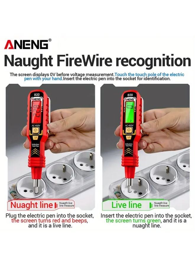 ANENG B20 قلم اختبار مفك براغي مزدوج الرأس معزول باللون الأحمر، مقياس جهد، أداة يدوية - Image 5