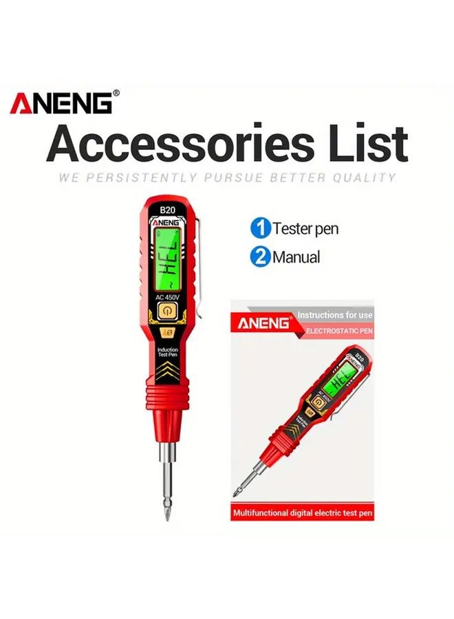 ANENG B20 قلم اختبار مفك براغي مزدوج الرأس معزول باللون الأحمر، مقياس جهد، أداة يدوية - Image 1