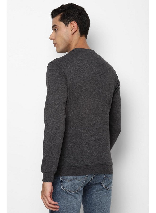 ألين سولي سويت شيرت رجالي من Allen Solly من القطن برقبة دائرية (Asstorgpw14019Xl_Anthra Melange Vmbk30_Grey_Xl) - Image 4