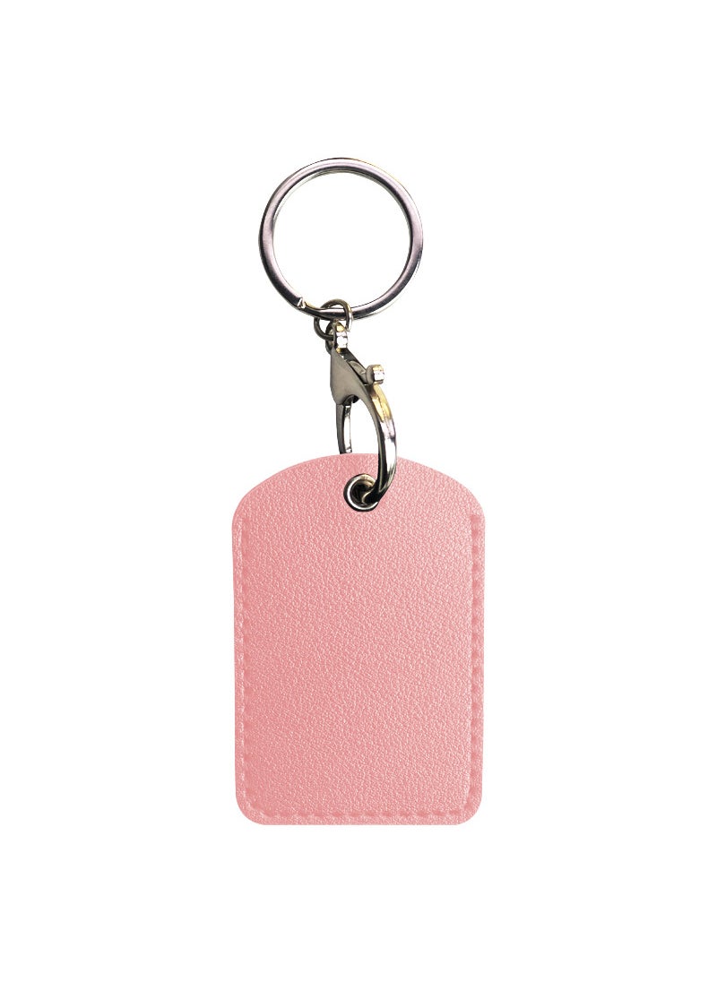 Generic PU Leather Drop Keychain Card Holder Pink rectangle 