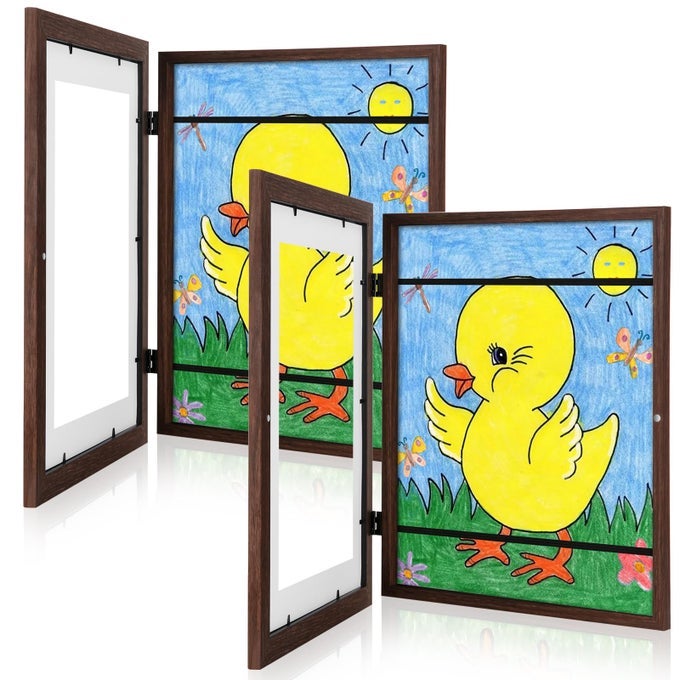 2 PACK KIDS ART FRAMES 10X125 FRONT OPENING KIDS ARTWORK FRAMES CHANGEABLE DISPLAYS 85X11 WITH MAT AND 10X125 WITHOUT MAT HOLDS 50 PCS FOR 3D PICTURE CRAFTS HANGING ART PORTFOLIO STORAGE