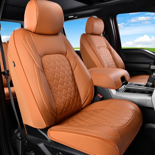 Huidasource Tacoma Car Seat Covers, 360° Full Coverage Waterproof Leather Cushion Cover Fit for Toyota Tacoma 2016-2023 SR SR5 Limited TRD Sport/Pro/Off Road All Cab Front Row(Front Pair/Brown) - Image 1