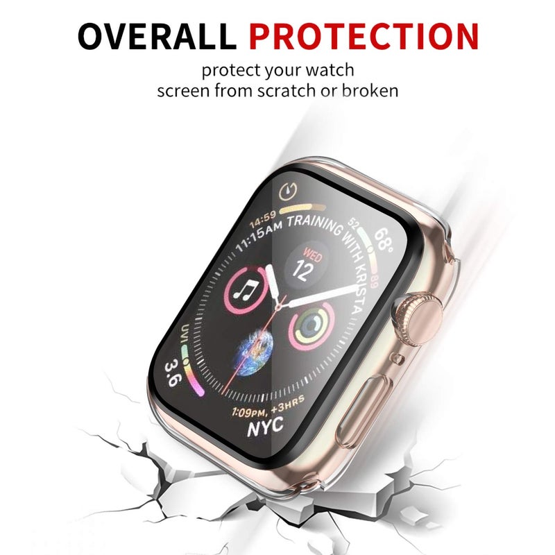 Smiling 2 Pack Case Built in Tempered Glass Screen Protector Compatible with Apple Watch Series 6/SE/Series 5/Series 4 44mm, Hard PC Case Overall Protective Cover- Transparent - Image 5