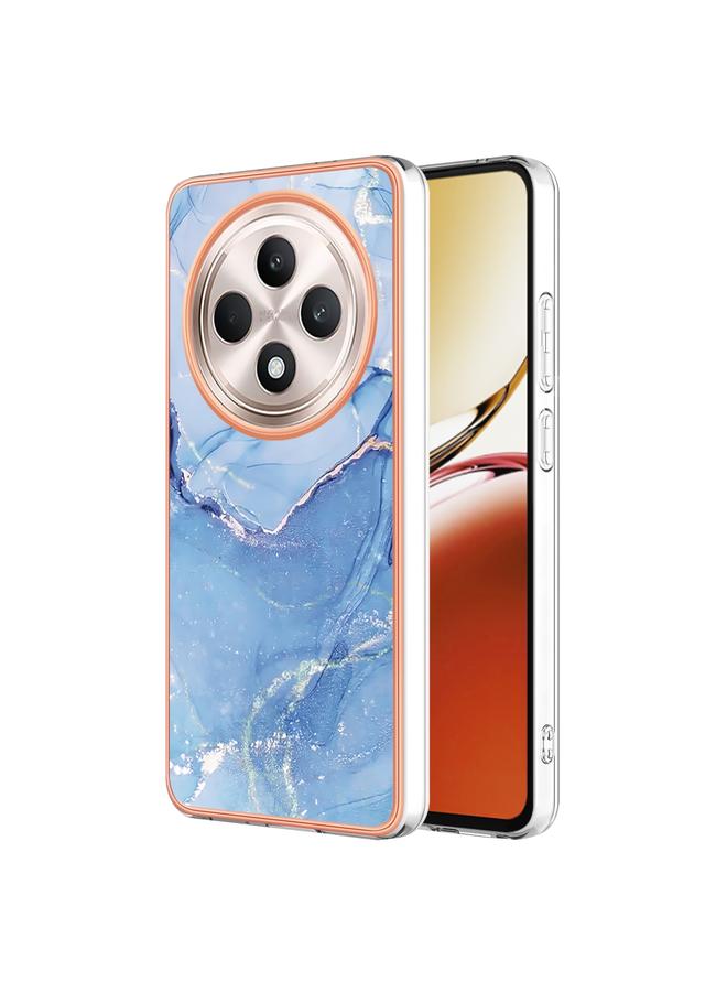 جراب هاتف OPPO Reno12 F 5G مطلي بالرخام الكهربائي ثنائي الجانب (أزرق 018)