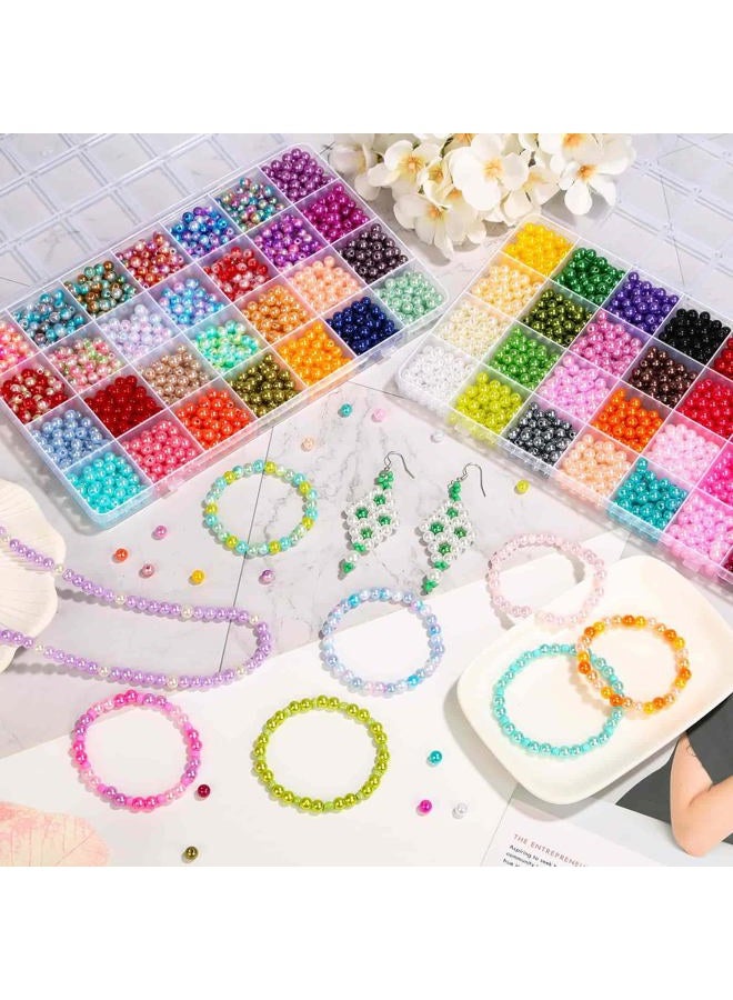 anezus 4000Pcs Pearl Beads Bracelet Making Kit, 56 Colors 6mm Pearl Beads for Jewelry Making and Bracelets Making, Small Round Beads for Bracelet Necklace Earrings Making - Image 2