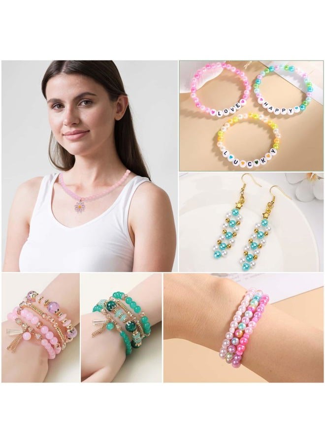 anezus 4000Pcs Pearl Beads Bracelet Making Kit, 56 Colors 6mm Pearl Beads for Jewelry Making and Bracelets Making, Small Round Beads for Bracelet Necklace Earrings Making - Image 3