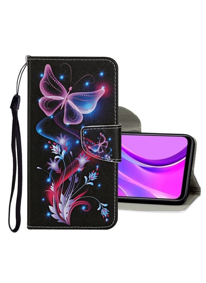 HuHa Case Cover For Xiaomi Redmi 9C Colored Drawing Pattern Horizontal Flip Leather Case with Holder & Card Slots & Wallet Color Butterfly 