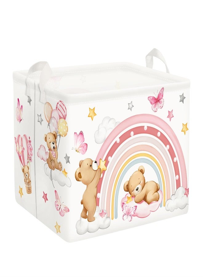 Clastyle Rainbow Baby Laundry Hamper Cloud Kid Storage Basket Women Girl Gift Toy Box Collapsible Clothes Organizer Nursery Bin for Bedroom,Bear,40 * 30 * 30 cm - Image 1
