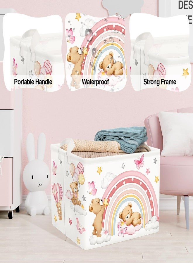 Clastyle Rainbow Baby Laundry Hamper Cloud Kid Storage Basket Women Girl Gift Toy Box Collapsible Clothes Organizer Nursery Bin for Bedroom,Bear,40 * 30 * 30 cm - Image 4
