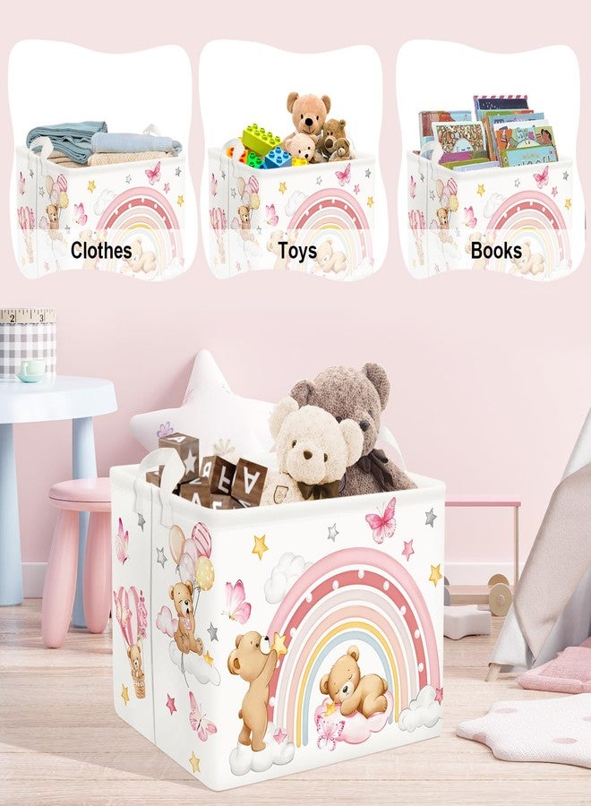 Clastyle Rainbow Baby Laundry Hamper Cloud Kid Storage Basket Women Girl Gift Toy Box Collapsible Clothes Organizer Nursery Bin for Bedroom,Bear,40 * 30 * 30 cm - Image 5