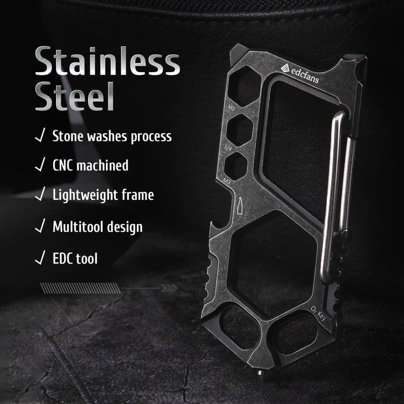 edcfans Carabiner Keychain Stainless Steel Multitool - 11 in 1 Tactical Emergency Survival Gear - Glass Breaker,Bottle Opener, Wrench, Screw Drivers, Key Clip, EDC Pocket and Backpack Tool - Image 1