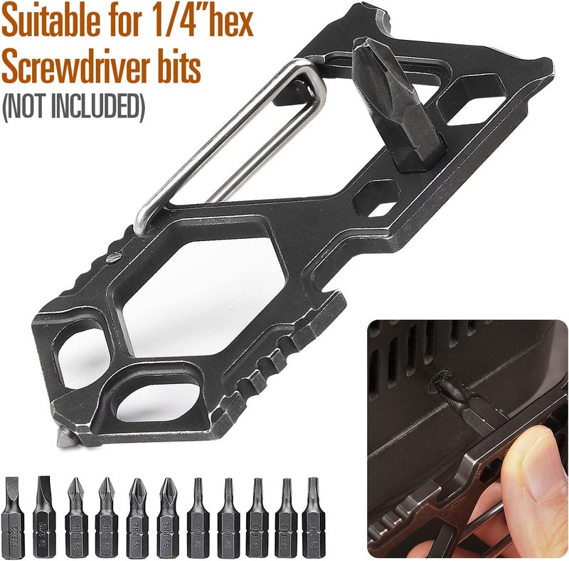 edcfans Carabiner Keychain Stainless Steel Multitool - 11 in 1 Tactical Emergency Survival Gear - Glass Breaker,Bottle Opener, Wrench, Screw Drivers, Key Clip, EDC Pocket and Backpack Tool - Image 4
