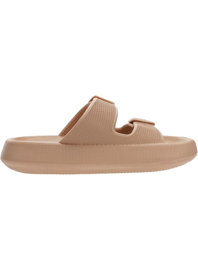 WHITIN WHITIN Cloud Slippers for Women Men Open Toe Massage Sandals Foam Cushion Extremely Comfy Pillow Sandals Adjustable Unisex Shower Slides Platform Double Buckle Sandles Brown - Image 5