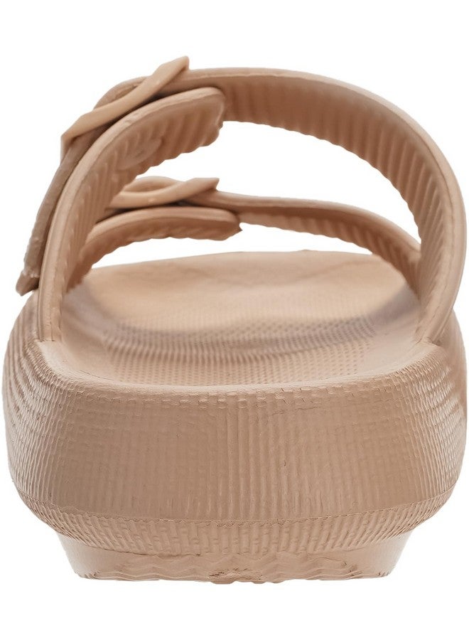 WHITIN WHITIN Cloud Slippers for Women Men Open Toe Massage Sandals Foam Cushion Extremely Comfy Pillow Sandals Adjustable Unisex Shower Slides Platform Double Buckle Sandles Brown - Image 4