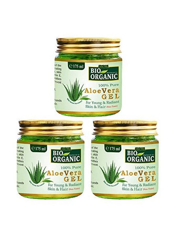 Indus Valley - Bio Organic Nontoxic Aloe Vera Gel Set Of 3 For Acne Scars Glowing & Radiant Skin Treatment (175X3=525Ml) - Image 1