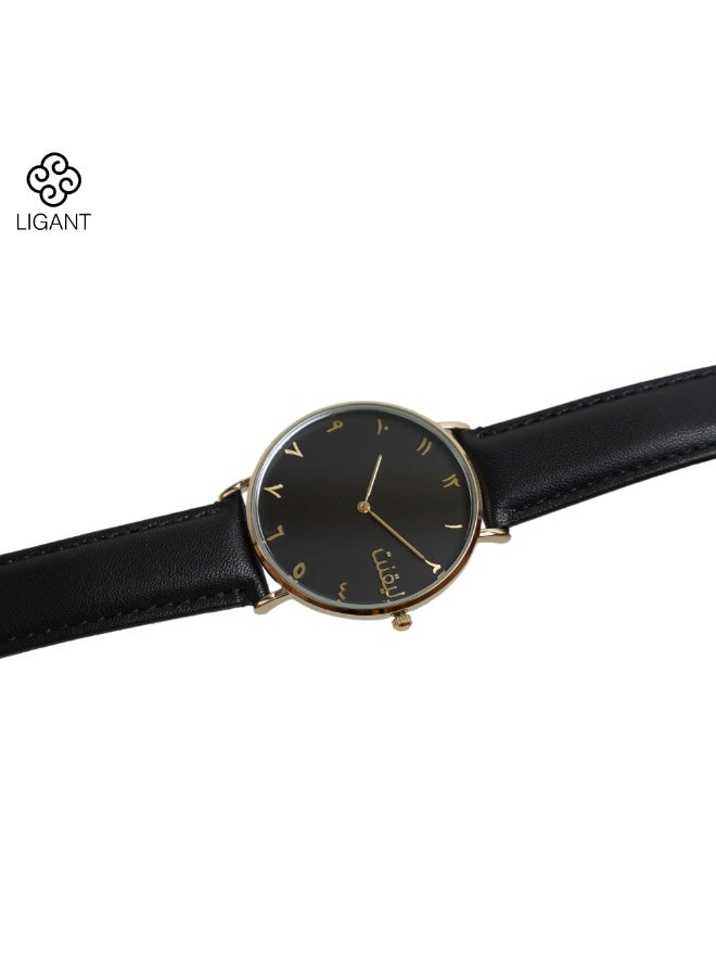 LIGANT Luxury Men's Watch with Black Leather Strap - Elegant Modern Design - Sophisticated Wristwatch for Formal Events & Business - Image 4