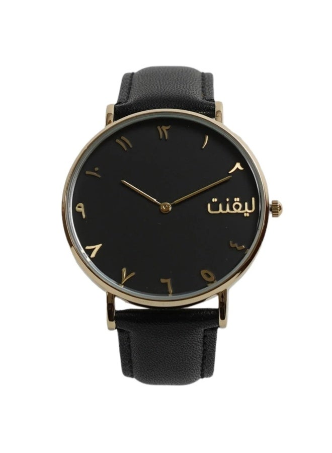 LIGANT Luxury Men's Watch with Black Leather Strap - Elegant Modern Design - Sophisticated Wristwatch for Formal Events & Business - Image 1