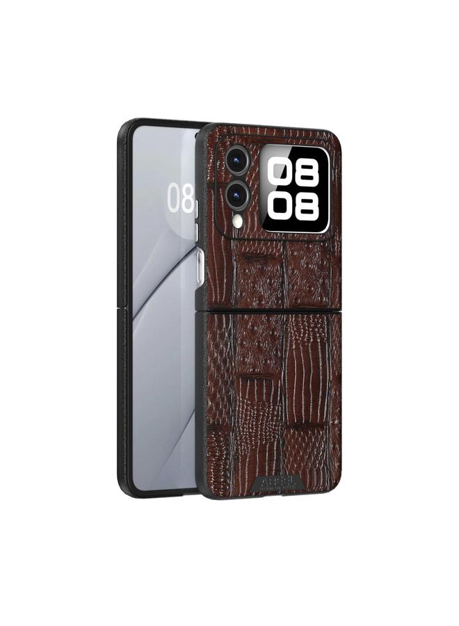 اس-توب حافظة لهاتف هواوي نوفا Flip ABEEL Beast Pattern 6D Micro-Embossed MagSafe حافظة هاتف من الجلد الطبيعي - Image 1