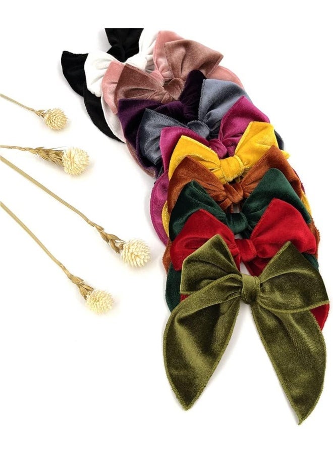 Sugarmelon Large Velvet Fable Bow Hair Clips Barrettes for Baby Girl Velvet Hair Bows Alligator Clip for Little Girls Toddler Kids Teens Women (Large 12 PCS) - Image 2