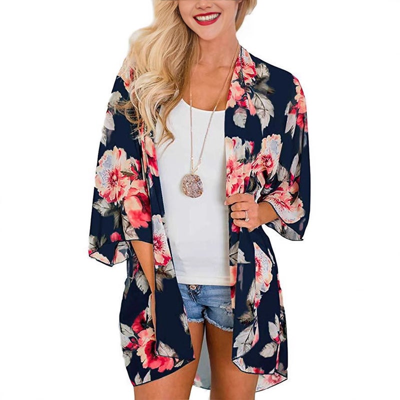 Women's Chiffon Printed Kimono Cardigan - Image 2