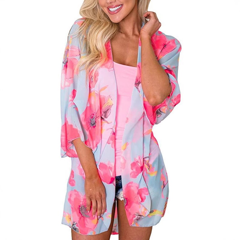 Women's Chiffon Printed Kimono Cardigan - Image 4