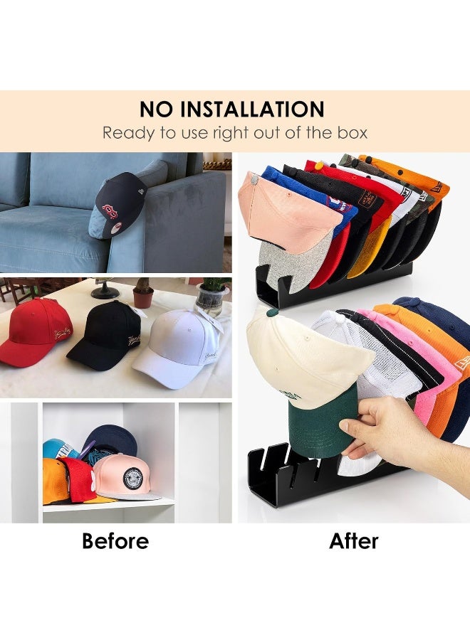 TPGP Hat Organizer For Baseball Caps 2 Packs, Acrylic Cap Storage Holder For Ball Cap, Golf Cap, Trucker Hat - Install-Free | Easy Grab | Gift Idea | Minimalist(Black) - Image 3