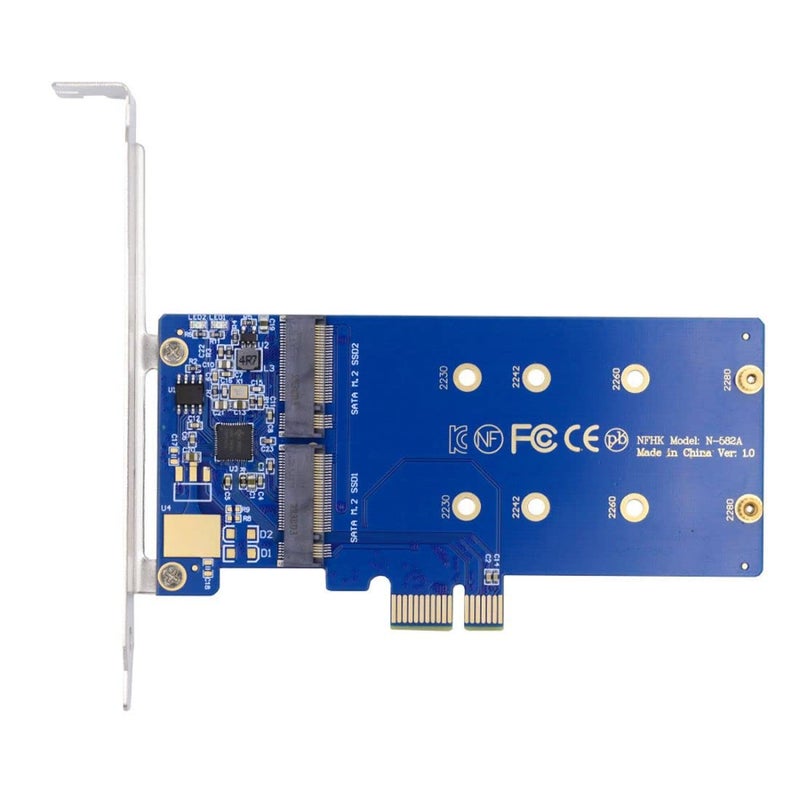 Chenyang M.2 SSD to PCI-E X1 Adapter 2 SATA SSD to PCIe 3.0/4.0 Expansion Card Adapter JMB582 Chipset with 12cm PCI-E Bracket - Image 1