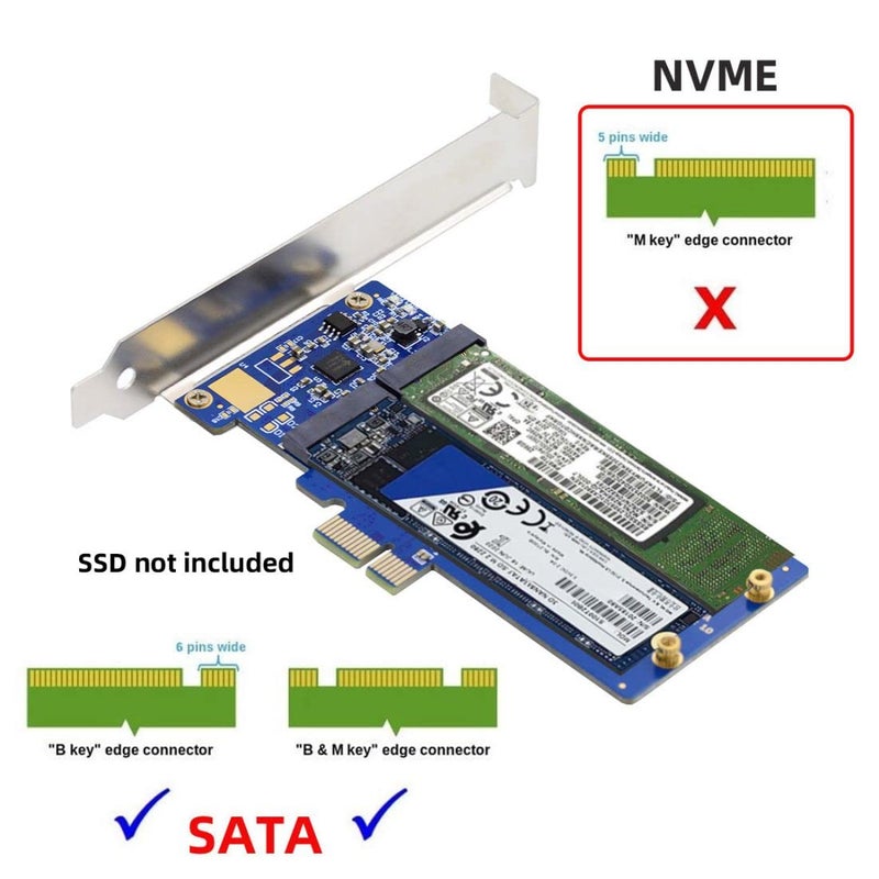 Chenyang M.2 SSD to PCI-E X1 Adapter 2 SATA SSD to PCIe 3.0/4.0 Expansion Card Adapter JMB582 Chipset with 12cm PCI-E Bracket - Image 5