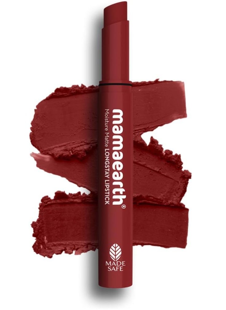 Mamaearth - Mamaearth Moisture Matte Longstay Lipstick with Avocado Oil & Vitamin E for 12 Hour Long Stay - 2 g (Raisin Punch) - Image 1