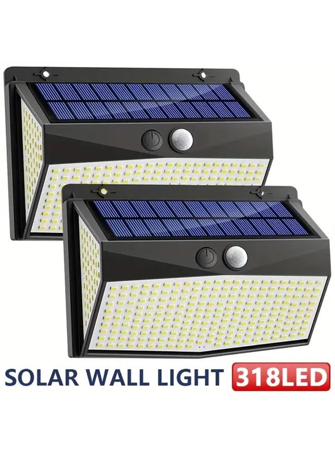 318 LED Solar Motion Sensor Wall Light Outdoor IP65 Waterproof 2 Pack - Image 2