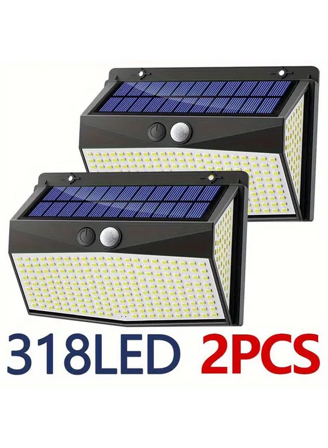 318 LED Solar Motion Sensor Wall Light Outdoor IP65 Waterproof 2 Pack - Image 1