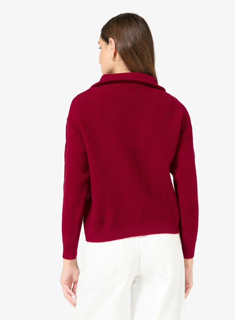 ELLA Cable Knit Polo Sweater