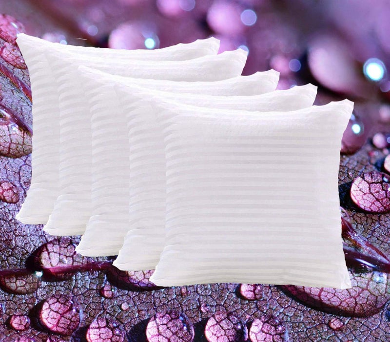 JDX Hotel Quality Hollow Fiber Filler Cushion (16X16 Inches; White) -Set of 5 (Satin/Striped, 5), B07WQNN7GZ - Image 1