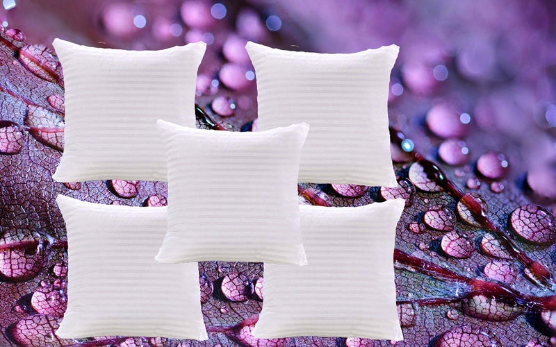 JDX Hotel Quality Hollow Fiber Filler Cushion (16X16 Inches; White) -Set of 5 (Satin/Striped, 5), B07WQNN7GZ - Image 2