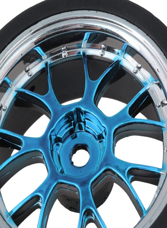 Mxfans RC 1:10 On-Road Racing Car Tires & Y Shape Wheel Rims Blue Pack of 4 - Image 4
