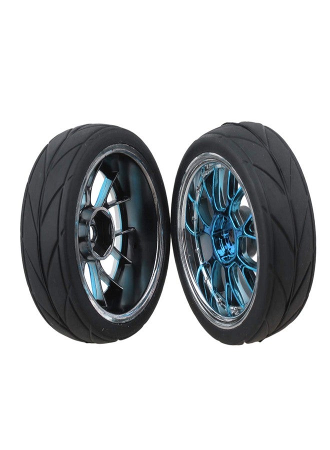 Mxfans RC 1:10 On-Road Racing Car Tires & Y Shape Wheel Rims Blue Pack of 4 - Image 2