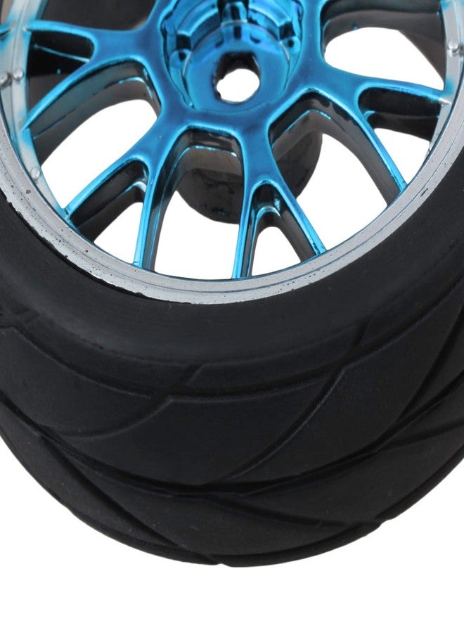 Mxfans RC 1:10 On-Road Racing Car Tires & Y Shape Wheel Rims Blue Pack of 4 - Image 3
