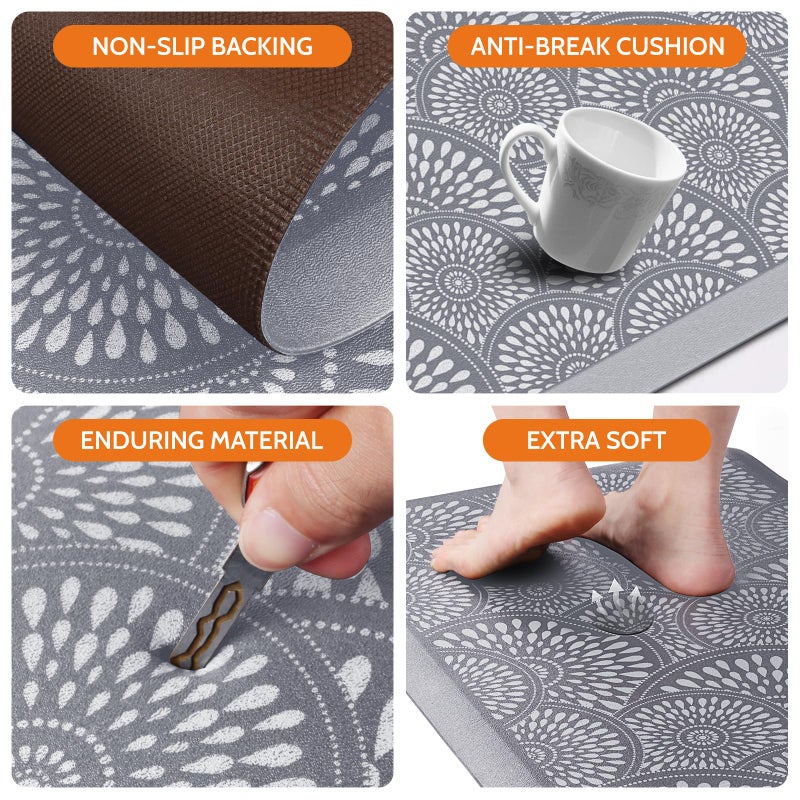 Mattitude Kitchen Mat, 17.3x28in Heavy Duty Ergonomic Comfort Foam Standing Desk Mat, Waterproof Non-Slip Standing Mats and Rugs for Kitchen, Office, Laundry, Grey - Image 3