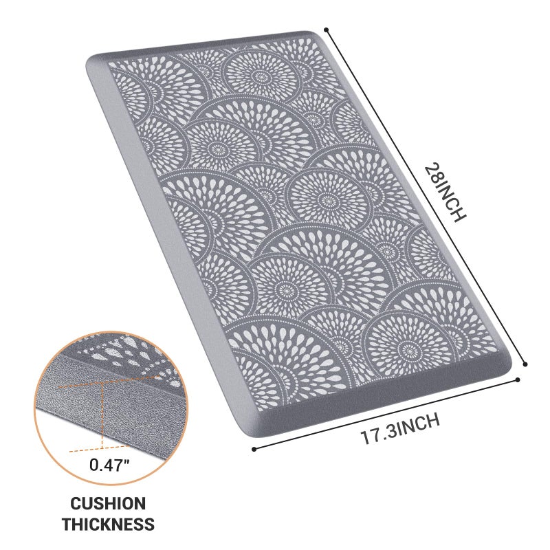 Mattitude Kitchen Mat, 17.3x28in Heavy Duty Ergonomic Comfort Foam Standing Desk Mat, Waterproof Non-Slip Standing Mats and Rugs for Kitchen, Office, Laundry, Grey - Image 2