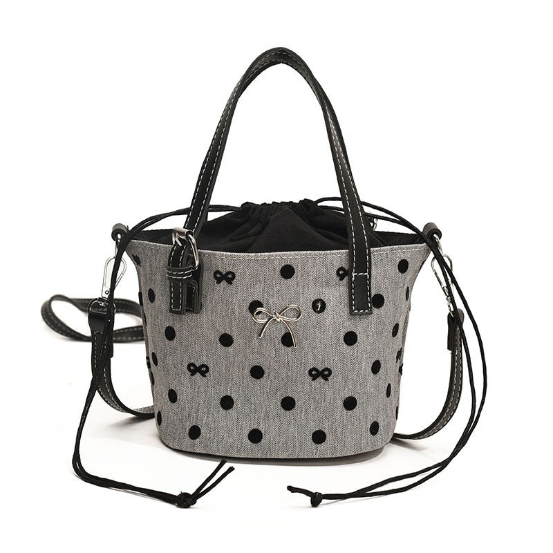 Niche Retro Polo Dot Bucket Bag Women'S Super Popular Korean-Style Hand Bag Stylist Shoulder Crossbody Bag - Image 1