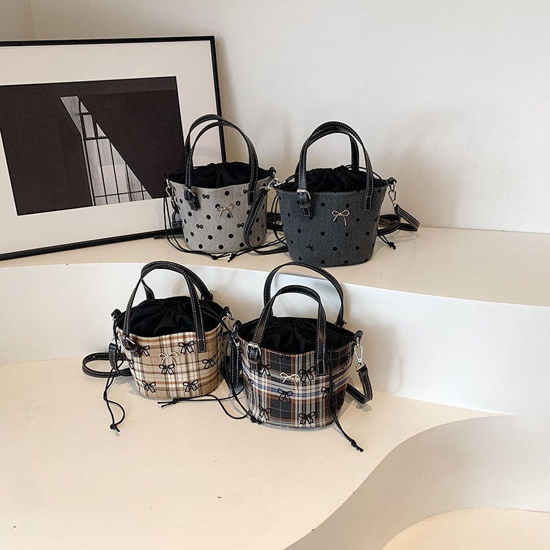 Niche Retro Polo Dot Bucket Bag Women'S Super Popular Korean-Style Hand Bag Stylist Shoulder Crossbody Bag - Image 5
