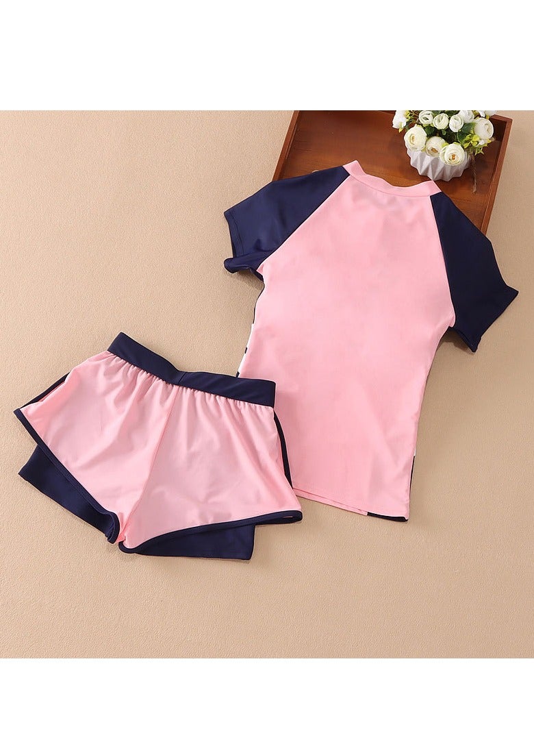 Girls 2-Piece Short Sleeve Swimsuit – UV Protection, Split Design, Quick-Dry & Comfortable - Image 4