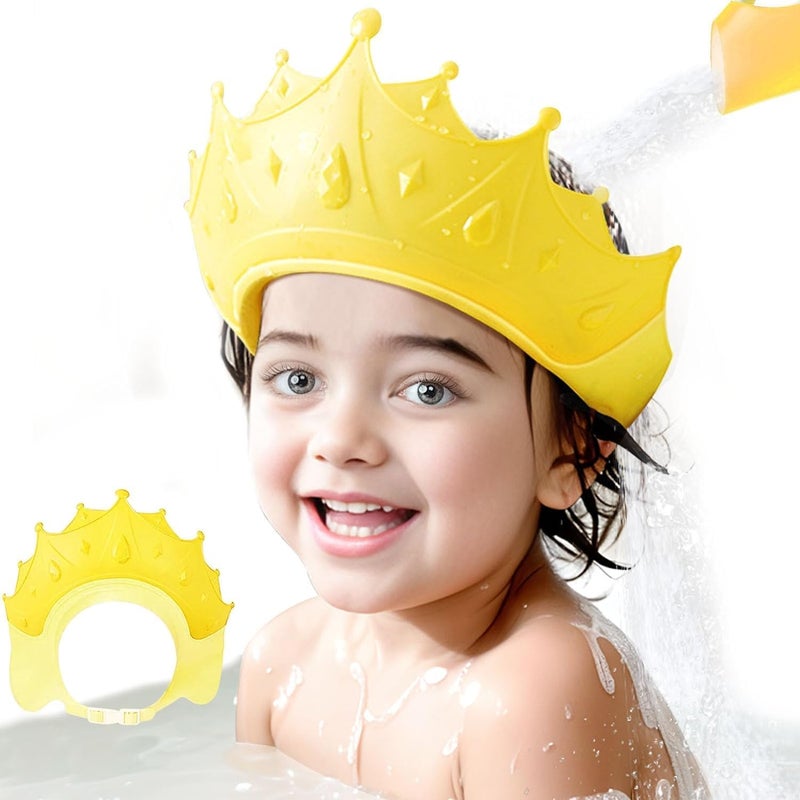JD PRO JD PRO Baby bath Shower CapBath Visor hat for Eye and Ear wash ProtectionAdjustable Silicone Bathing Crown Waterproof Shampoo hat for Washing Hair Shower Bathing Protection Bath Cap for Toddler Baby Kids Children - Image 1