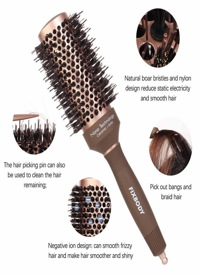 FIXBODY Hair Brush, Round Brush for Blow Drying, Curling, Styling, Nano Thermal Ceramic & Ionic Tech, Boar Bristle, Volume & Shine, Brown (3 Inch, 1.7 Inch Barrel) - Image 5