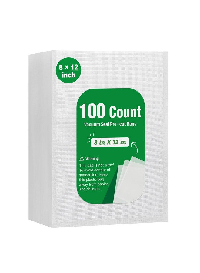 Syntus أكياس تفريغ الهواء سينيطس 100 عدداً بحجم 8 × 12 بوصة لتخزين الطعام، درجة تجارية خالية من BPA، أكياس مسبقة القطع، أكياس تفريغ الطعام للتخزين، تحضير الوجبات أو السوت فييد - Image 1